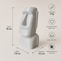 Stone Face Pen Holder | Moai Desk Organizer | Marble White