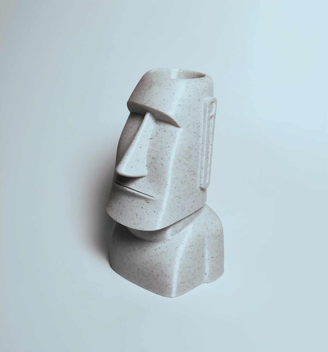 Stone Face Pen Holder | Moai Desk Organizer | Marble White